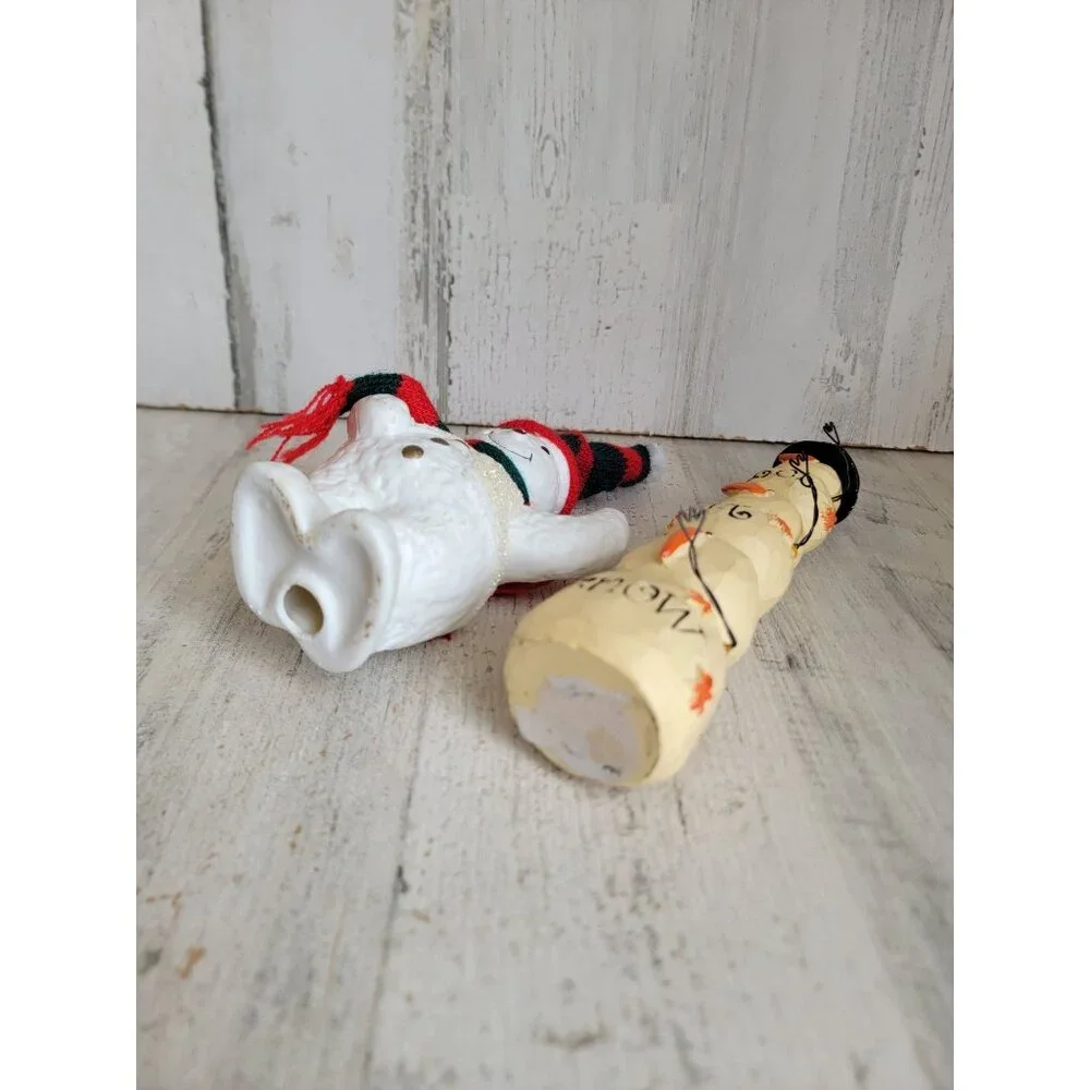 Let‎ it snow Snowman set figure glitter vintage home decor xmas